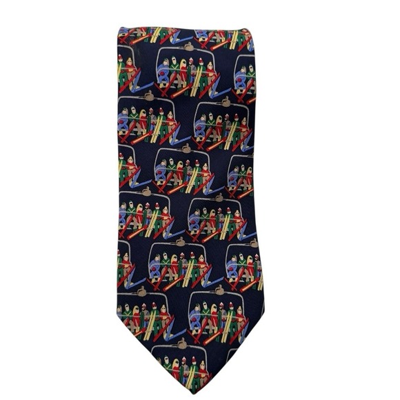Vintage Alynn‎ " Chair Lift " 100% Silk MenMs Neck Tie Made In USA B14Q - Picture 1 of 6